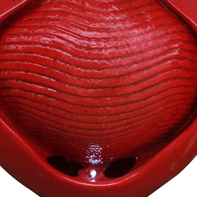 Teamson Home Outdoor Pot Fountain with LED Lights and Pump, Floor Water Fountain for Patio, Garden, Backyard, Decking Home Décor, 16.93 Inch Height, Red | LED Lights, Pump Included, Floor Water Fountain, For Patio, Garden, Backyard, Decking