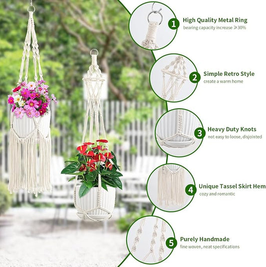 SFENNGPET Macrame Plant Hangers, 6Pack Hanging Planters for Indoor Plants w/ 6 Set Hangers Kit Handmade Macromay Plant Hangers Indoor Flower Pots Holder Stand for Boho Home Décor (POTS NOT Included)