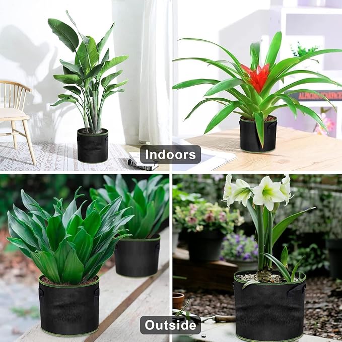 MEKOLIFE Grow Bags-15 Gallon, Garden Plant Bags with Handles, Thickened Nonwoven Fabric Aeration Planting Pots, Vegetable Gardening Fabric pots with Plant Tags & Seedling Bags(6Pack Potato Grow Bags)