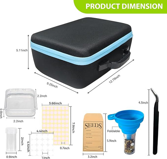 87 Slots Seed Storage Organizer Box with 20 Envelopes, Large Capacity Seed Storage Container with Zipper Bag, Label Stickers, Tweezers, Funnel, Garden Seeds Saver Kit for Vegetable, Flower