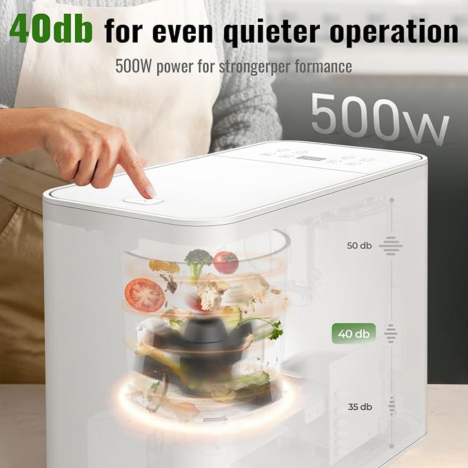 3L Electric Composter for Kitchen, Smart Compost Bin for Countertop, Auto-Cleaning/Odor-Free/LED Display, Turn Kitchen Waste to Dry Compost Fertilizer, Indoor/Outdoor Compost Machine