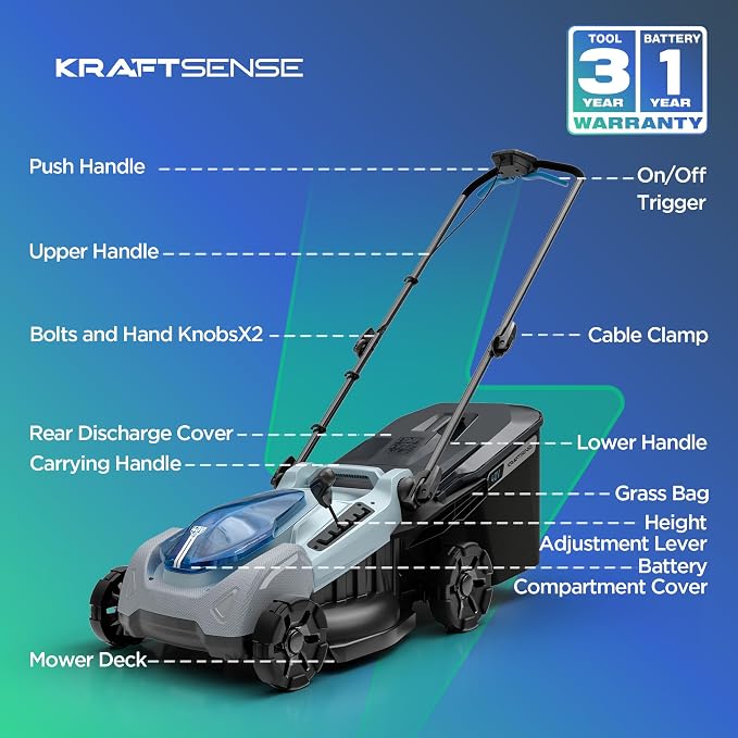 18-Inch Electric Lawn Mower, 40V Brushless Cordless Push Mower with 2x4.0Ah Battery & Charger, 2-in-1 Mulching/Bagging, 6-Position Height for Small to Medium Yards
