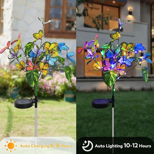 Solar Garden Lights Outdoor Waterproof Solar Lights 6 Pack with New Upgraded 40 LED 18 Butterfly Outdoor Lights for Yard Outside Garden Pathway Decor