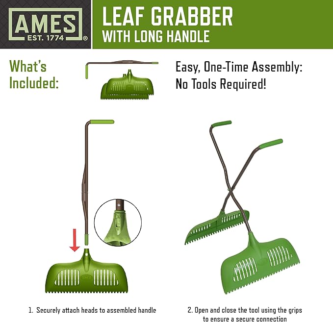 Earthwise Telescoping Leaf Clean-Up Tool Bundle with AMES Long Handle Leaf Grabber
