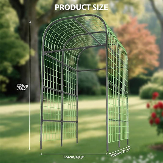 Metal Garden Arch Trellis, 7.3Ft Black for Raised Beds, Plant Support for Cucumbers & Climbing Vegetables
