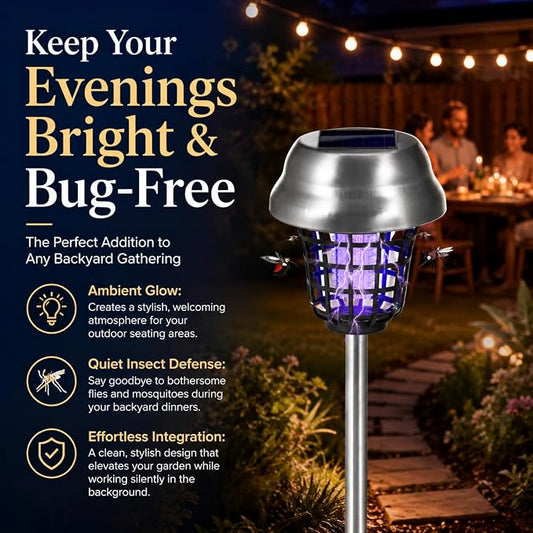 4Pack Solar Bug Zapper Outdoor Waterproof Mosquito Zapper | Outdoor with UV Light, Bug Zapper Repellent Trap, Outside Bug Repellent Trap Used to Keep Gnat Small Flying Mosquitoes