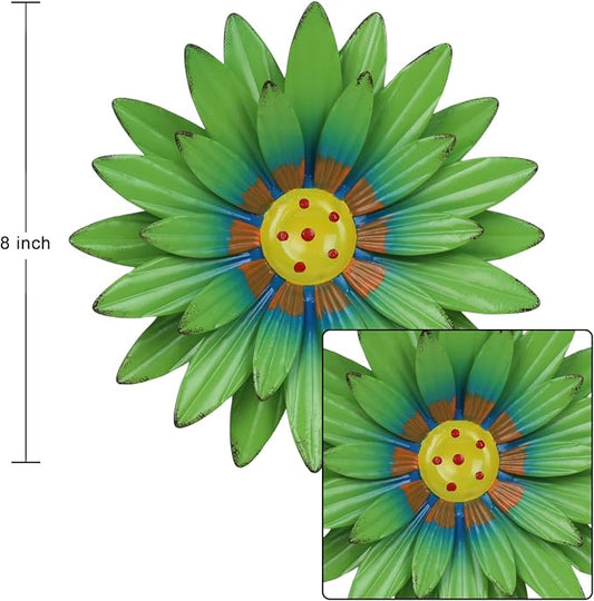 hogardeck Metal Flower Wall Decor for Indoor Outdoor, Kitchen Decor Floral Metal Wall Art, Wall Decor for Bathroom, Living Room, Porch, Garden, Yard, Backyard (6 Pcs 8'' )