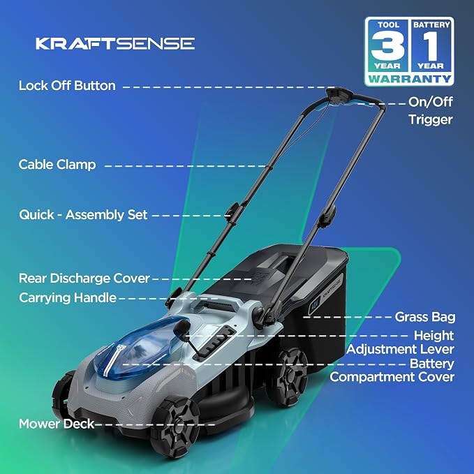 16-Inch Electric Lawn Mower, 40V Brushless Cordless Push Mower with 4.0Ah Battery & Charger, 2-in-1 Mulching/Bagging, 6-Position Height for Small Yards