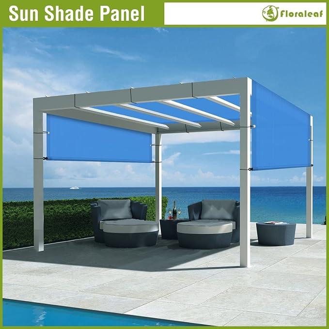 11' × 27' Pergola Shade Cover Universal Replacement Canopy Cover Outdoor Durable Fabric Sun Shade Cloth for Deck Patio Porch Backyard Gazebo with Grommets & Weighted Rods, Blue