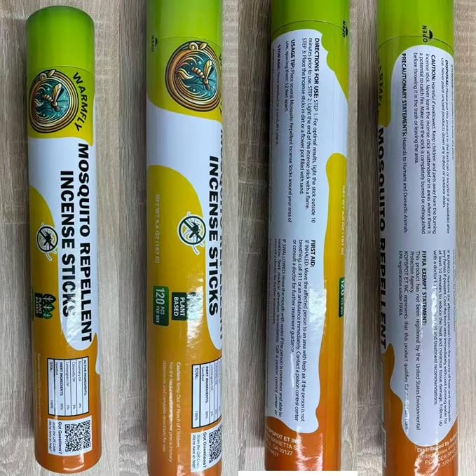 Mosquito Repellent Outdoor Patio (120 PCS), Plant-Based Incense Sticks with Rosemary, Lemongrass & Citronella for Camping Essentials, Hiking, Yard