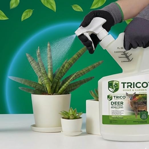 Trico Deer Repellent Concentrate, Natural Sheep Fat Formula, Long-Lasting Scent & Taste Barrier, Rain Resistant Wildlife Protection for Lawns, Gardens, Orchards & Crops, 16 oz | 1 unit/case, B2B delivery, free freight, long-lasting animal deterrent, sc...