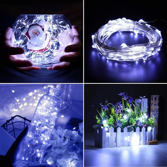 Fairy Lights Battery Operated, 10Feet 30 LED String Lights Indoor Outdoor, Starry Twinkle Light for Wedding Party Christmas Table Decorations, Cold White Bluish(AA Batteries not Included)