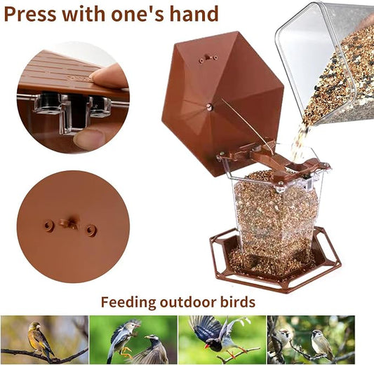 Jealoeur Bird Feeders for Outdoors Hanging Bird Feeder Wild Birds Seed, Brown 2 Pack