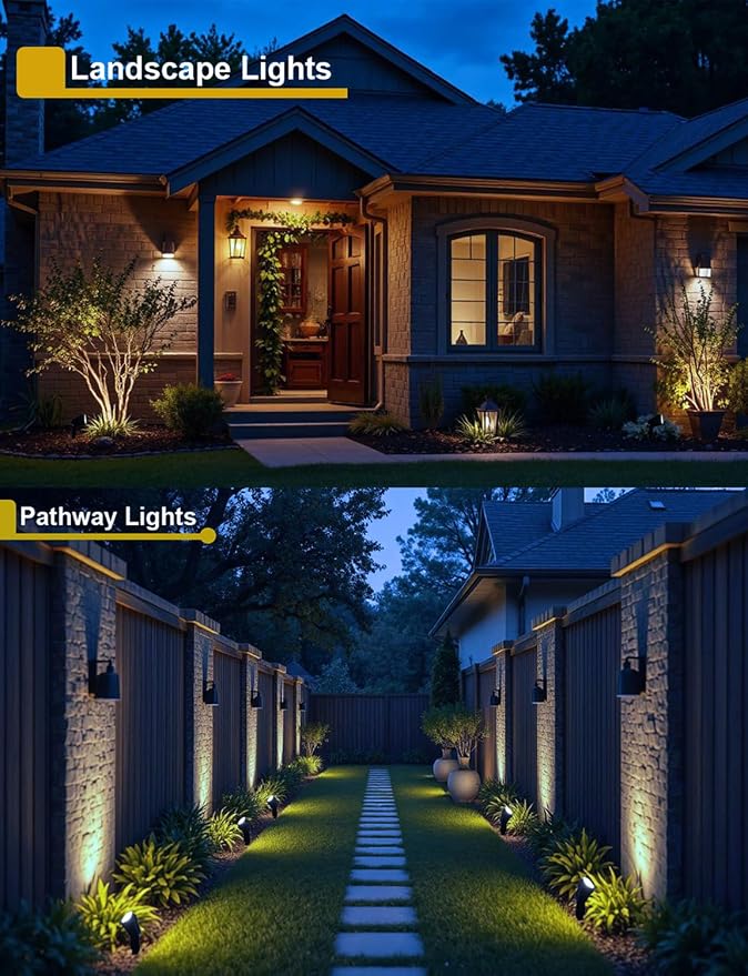 12W Landscape Lights Low Voltage LED Landscape Lighting Spotlight Waterproof Garden Pathway Christmas Decorative Lights Outdoor, 20 Pack with Connector (Natural White)