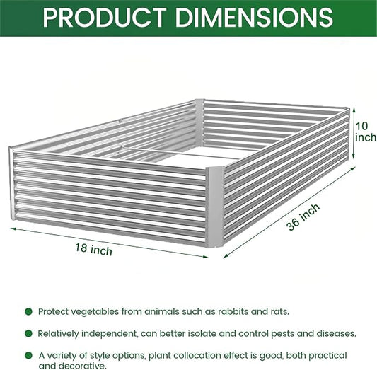 3 Pack Corrugated Galvanized Steel Raised Garden Bed Outdoor, Metal Above Ground Garden Bed for Vegetables and Flowers, Rectangle Raised Beds for Gardening-36x18 inch