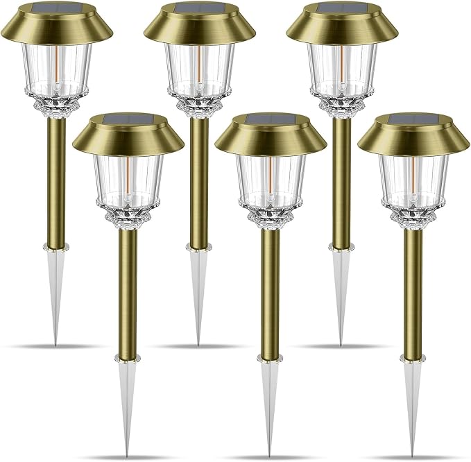 XMCOSY+ Solar Lights Outdoor, 10-40LM Adjustable Brightness, 6 Pack Landscape Lighting, Waterproof Solar Powered Yard Light for Pathway, Garden, Walkway & Driveway