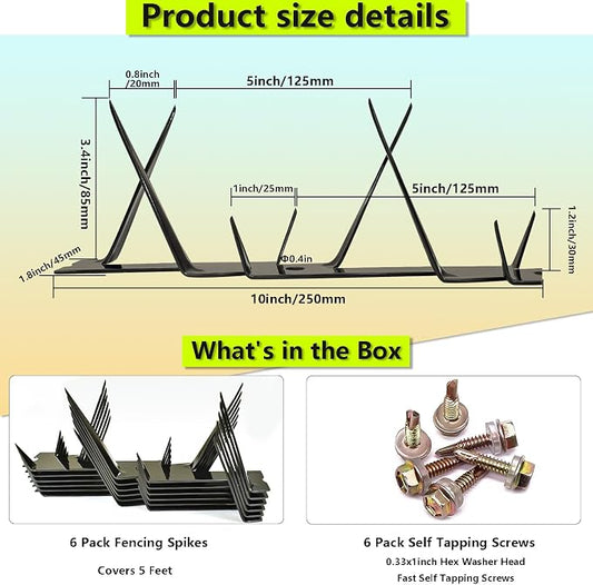 Metal Anti Climb Spikes for Fences and Walls, Effectively Avoided Invaders Climbing Attempts.(Size 60 inches)