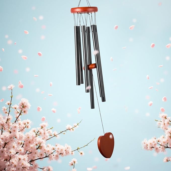 Wind Chimes for Outside – 25.5" Aluminum Windchimes Outdoors for Garden, Patio Decor, Memorial Gifts for Mom, Sympathy Gift for Loss of Loved One, Sister Gifts for Birthdays, Mother's Day(Black)