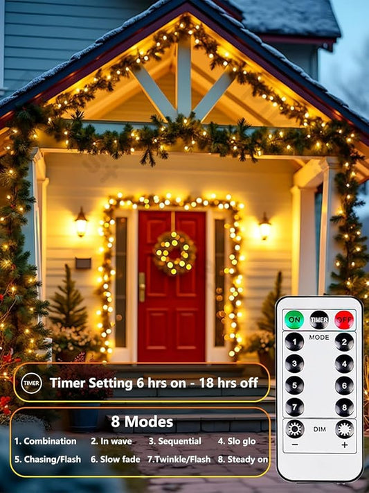 4 Pack Fairy Lights Battery Operated with Remote 33FT 50LED Warm White | Remote Control, 8 Modes, Timer, Adjustable brightness, Waterproof Lights for Indoor Outdoor Classroom Christmas Decor