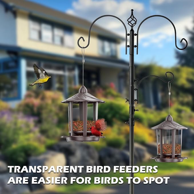 Birdream 2 Pack Bird Feeders for Outdoor Hanging, Assembly Required, 1-Min Easy Setup, Charming Castle Design, Attracting Cardinals Chickadees Goldfinches & Sparrows - Brown