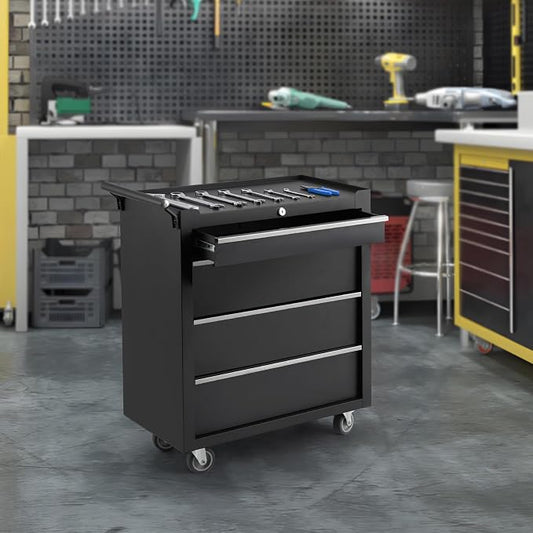 Rolling Tool Chest, 4 Drawers Tool Storage Cabinet with Wheels, Portable Tool Cabinet Organizer with Locking System & Drawer Liners,Universal Lockable Wheels, Tool Storage Cart for Garage, Workshop