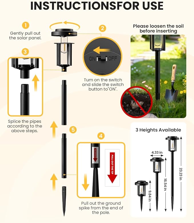 Solar Pathway Lights, 8 Pack Solar Light Outdoor IP65 Waterproof, Garden Lights Solar Powered, Outside Decor Landscape Lighting for Yard, Path, Driveway, Walkway (Warm White)
