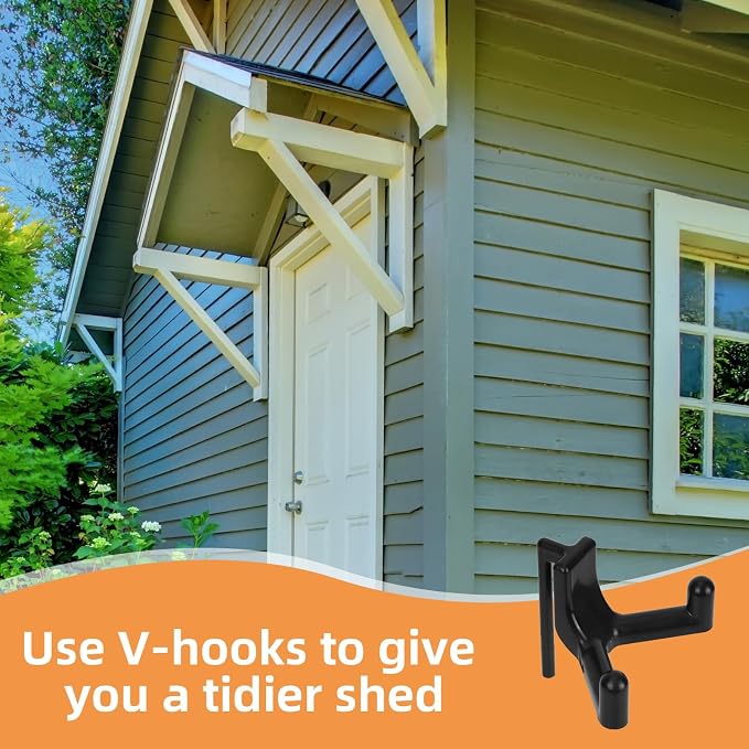 BOXOB 10pcs Shed Hooks for Rubbermaid Fasttrack, Multi Purpose Shed Organizer Plastic Power Tool Hangers Holder Accessories Organization & Storage for Garage Hanging Shovel Rake Sports Equipment