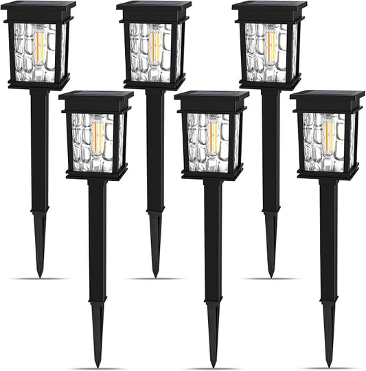 XMCOSY+ Solar Pathway Lights Outdoor, Adjustable Warm & Cool White, 50 Lumens Bright Garden Lights, 6 Pack IP65 Waterproof Landscape Lighting, Outside Lights for Front Yard Lawn Walkway Driveway Patio