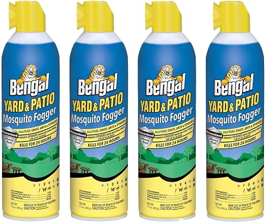 Bengal Yard and Patio Mosquito Fogger - 17 oz Can, 4 Pack | Kills Spiders and Prevents Nesting