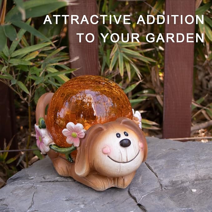 Solar Dog Statue Outdoor Decor, Solar Lights Garden Statue, Patio Yard Lawn Decor, Birthday Housewarming Gift