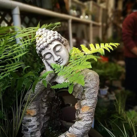 homary Outdoor Sleeping Buddha Statue Planter | Zen Garden Sculpture, Flower Pot, Magnesium Oxide, Indoor Outdoor Decoration, For Patio, Lawn, Temple, Office