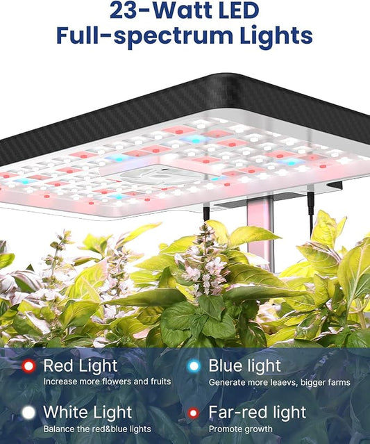 iDOO Hydroponics Growing System Kit 12Pods, Christmas Gifts for Women Mom, Herb Garden Indoor with LED Grow Light for Home, Built-in Fan, Auto-Timer, Adjustable Height Up to 11.3", 12Pods Kit-Black