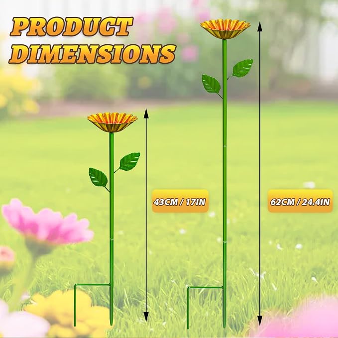 Mellbree Bee Watering Station, 4-Pack Metal Flower Bee Bath for Garden – Attract Butterflies & Pollinators – Colorful Outdoor Garden Stakes for Yard, Patio, Butterfly Garden – Gardening Essentials