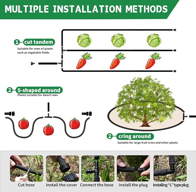 1/2’’ Soaker Hose 100 ft for Garden Beds, Heavy Duty Soaker Hoses with Kits for Water Saving, Rubber Garden Watering Hose 100 Foot Drip Irrigation Hose System (100 feet)