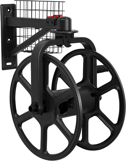 Liberty Garden Single Arm Navigator Hose Reel with Pull Up Latch, Black
