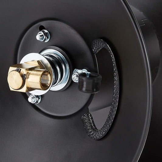 Amazon Basics Retractable Air Hose Reel - Fits 3/8-Inch 50-Feet Air Compressor Hoses, Portable, Works Well, 300PSI, Black, Hoses Excluded, Not for Water/Pressure Washers