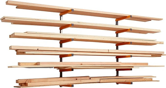 Bora Wood Organizer and Lumber Storage Metal Rack with 6-Level Wall Mount – Indoor and Outdoor Use & Milescraft 3406 GrabberPRO - Push block for Table Saws, Router Tables, Band Saws & Jointers