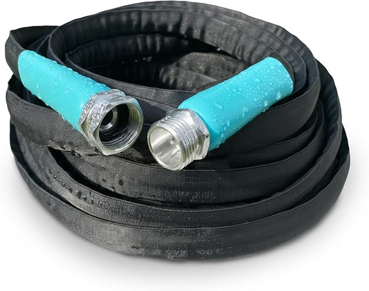 Lightweight Garden Hose 700008 (25 ft x ⅝ in), Portable Hose for Car Washing & Home Cleaning, Kink-Free, Built with Ballistic Nylon with Aluminum Couplings & Swivel Grips, by New England Garden Tools