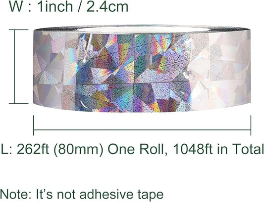 iFealClear 4 Pack Bird Reflective Scare Tapes, Dual-Sided Pigeon Scare Tapes for Garden, Farm, Outdoor, 1048ft Bird Reflective Tape to Keep Away Woodpecker, Blackbirds, Grackles, Herons