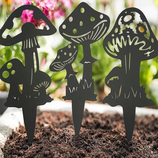 Decorative Garden Stakes, Fairy Garden Stakes, Butterfly Fairy Stakes for Weather Resistant Black Metal Outdoor Decorative Art for Women Gift (Matte Black, 9P-C)