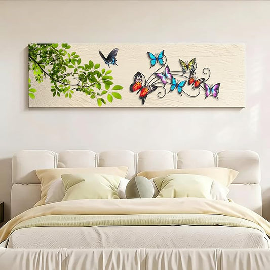 POHOHO Metal Butterflies Wall Decor Art, 22"×13.3", Indoor & Outdoor Decoration, 3D Colorful Hanging Butterfly Decorations for Patio Garden Fence Yard