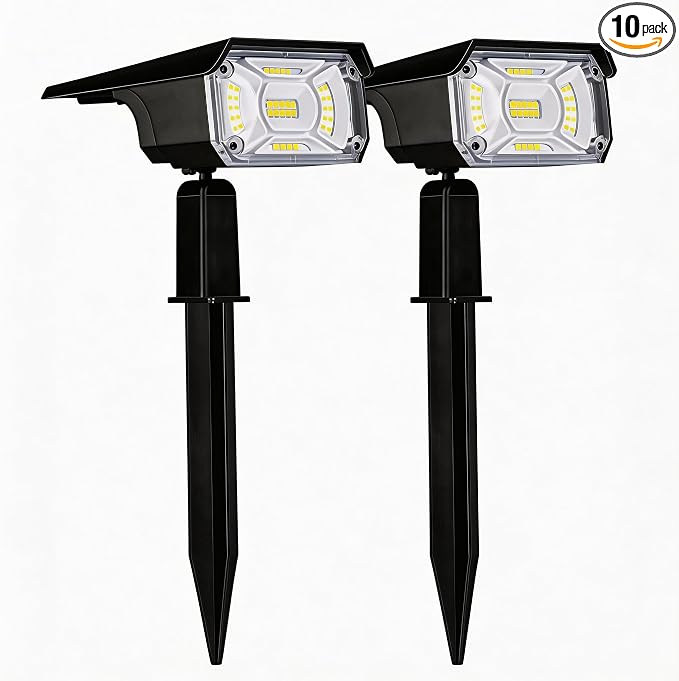 Solar Spot Lights 2 Pack, 40 LEDs IP65 Waterproof Landscape Spotlights, USB Charging & Solar Powered Wall Mount or Ground Stake, 3 Brightness Levels with Auto On/Off for Driveway Porch Pathway