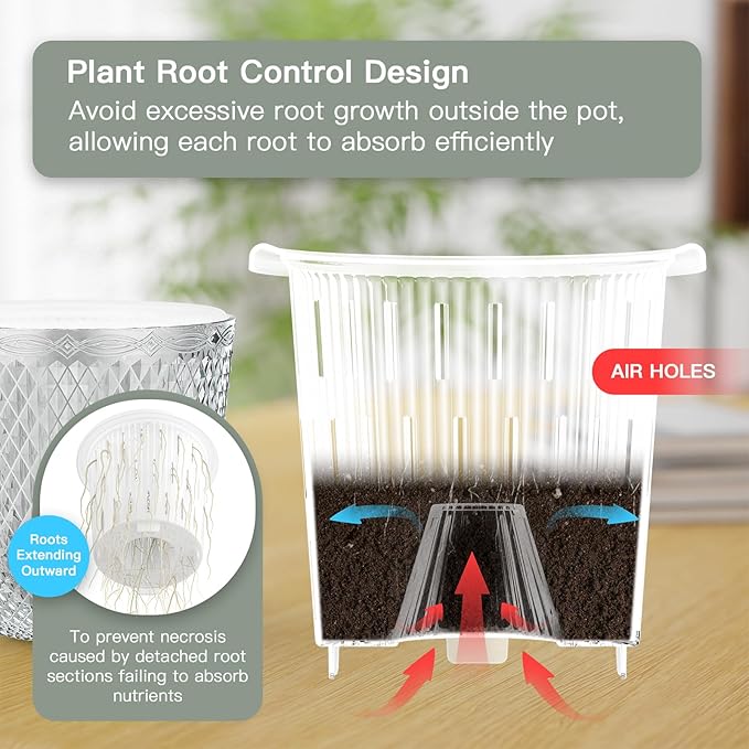 QCQHDU 2 Pack Self Watering Pots, 5.7 Inch, with Drainage Holes, Clear | Plastic Garden Planter with Water Filling Port for Indoor Plants