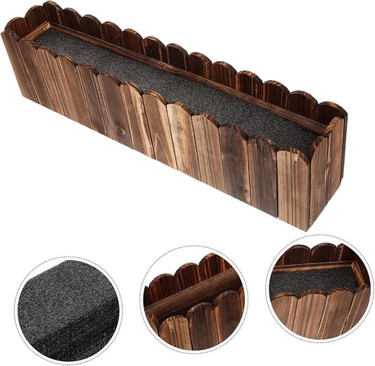 Rustic Wooden Flower Planter Box 19.37X5.11X3.54In Anti-Rotten Wood Pot for Indoor Balcony Window Sill Decorative Fake Flower Holder with Foam Block