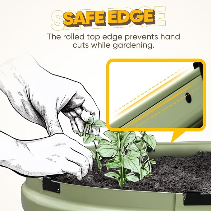 KING BIRD Raised Garden Bed Kit 2025 Upgraded Quick-Setup Galvanized Planter Garden Box Outdoor for Gardening, Vegetables, Flowers, 74x36x12 in, Olive Green
