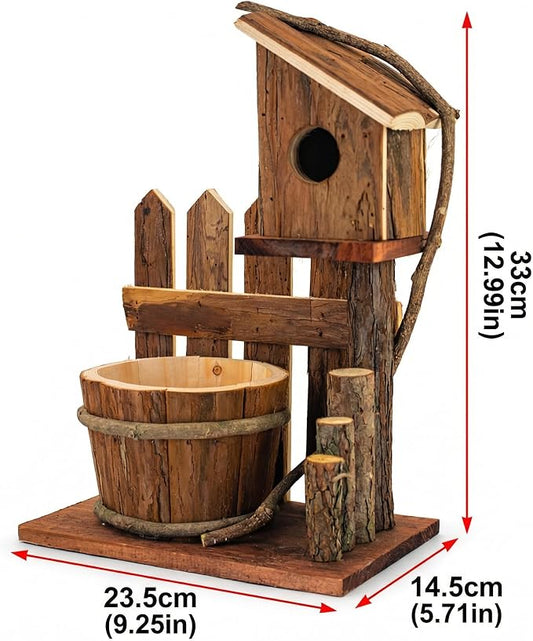 Rustic Wooden Planter Box, Farmhouse Tabletop Plant Holder for Succulents, Faux Flowers & Porch Decor, Small Decorative Garden Planter for Balcony Patio Indoor Outdoor Use