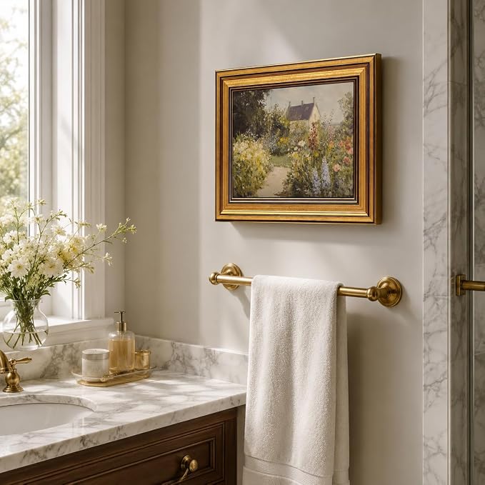 Devunaty Gold Framed Vintage Painting Wall Art Nature Wildflower Landscape Wall Decor Country Farmhouse Garden Floral Pictures Rustic Cottagecore Aesthetic Poster for Bathroom Living Room 16"x24"