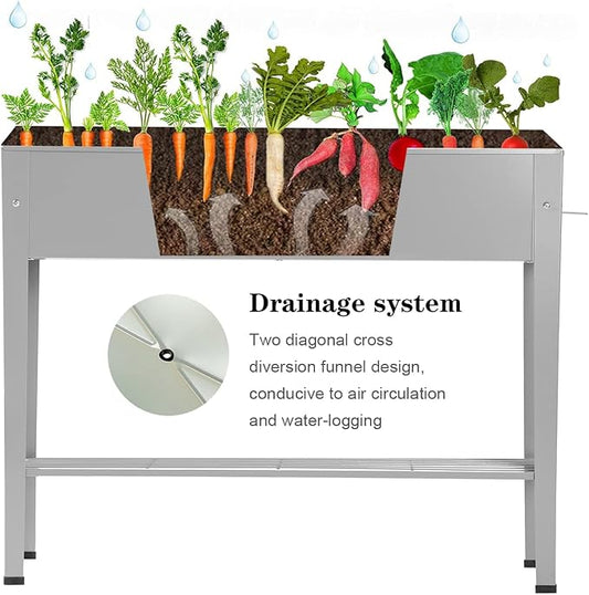 Raised Garden Bed, Garden Raised Planter Box with Legs, Galvanized Garden Planter for Herbs and Vegetables (40" Grey)