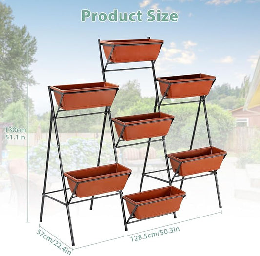 Sunexinlo Vertical Garden Planter Freestanding Raised Bed for Herbs Flowers Vegetables, Indoor Outdoor for Patio Balcony Deck