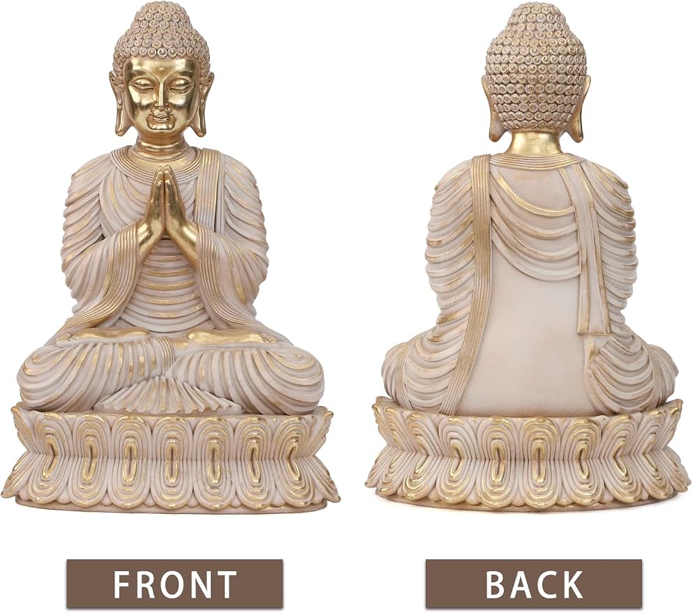 Suoedd Buddha Statue for Home Decor Gold for Spiritual 17.7"-Buddha Decor for Living Room-Gig Buddha Statues for Zen Decor–Indoor Buddha Gift for Shrine,Meditation or Relaxation